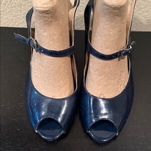 Franco Sarto Navy Peep-Toe Heels